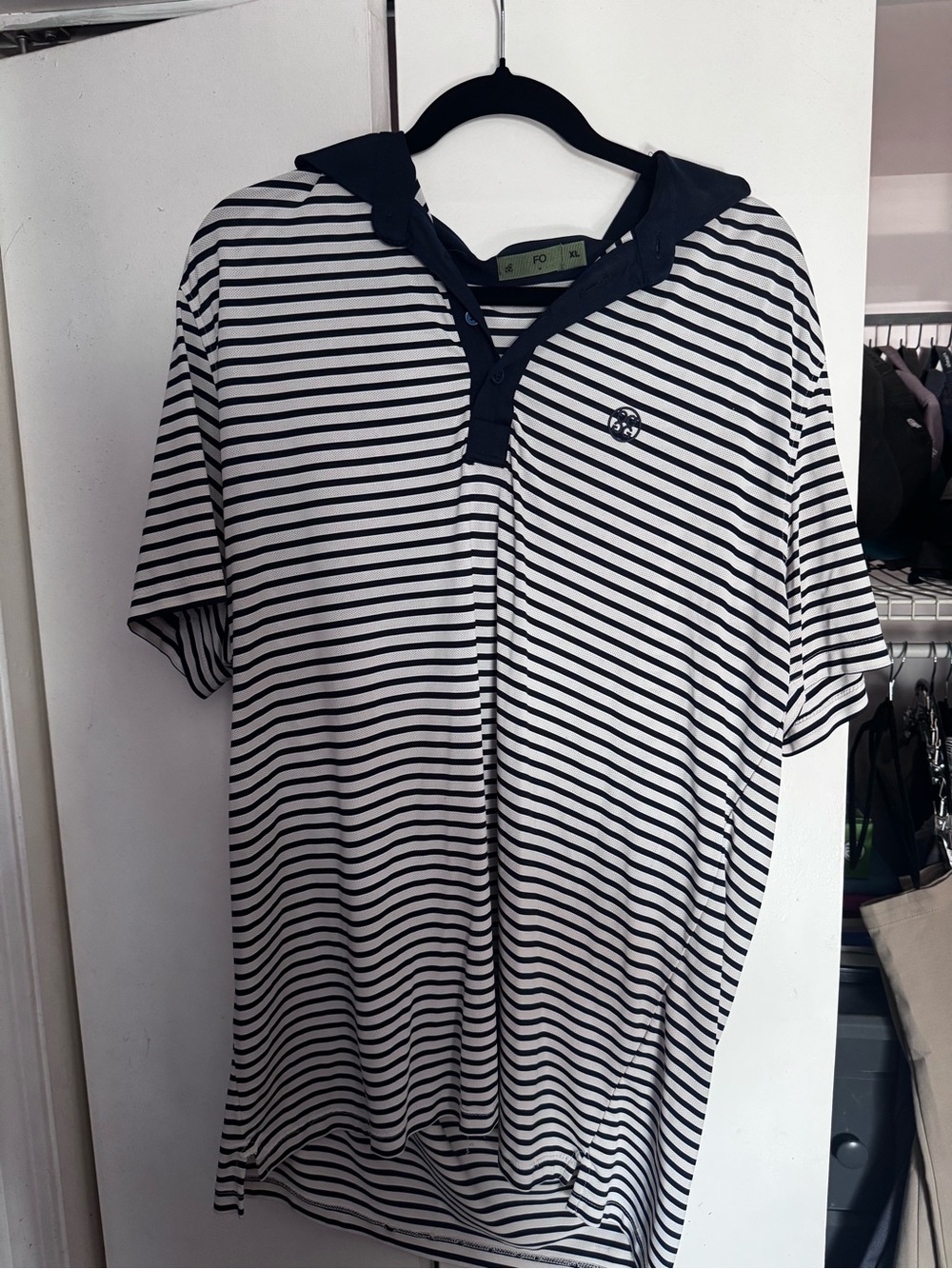 G/FORE Striped Polo Shirt - Navy & White